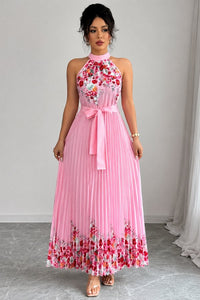 Charlie | Abito midi plissettato floreale con collo all'americana
