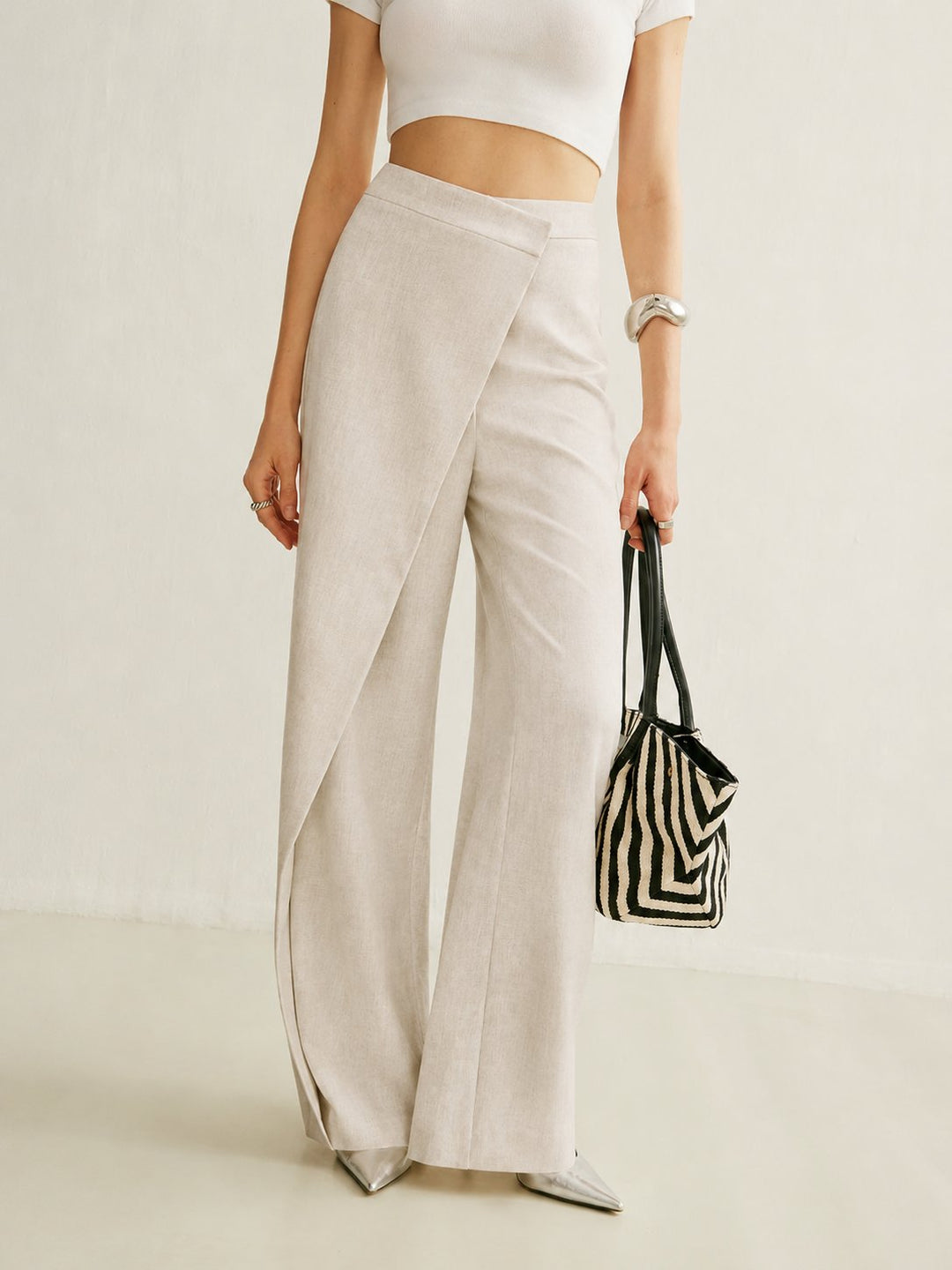 Camila | Women's High-Waist Asymmetric Wrap Wide Leg Pants 0