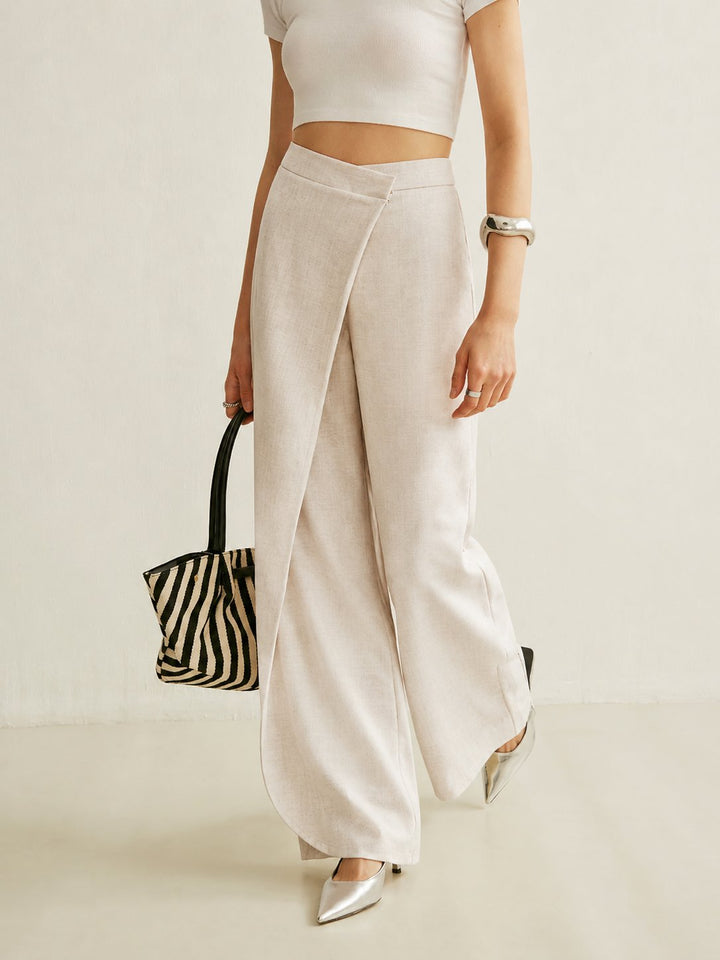 Camila | Women's High-Waist Asymmetric Wrap Wide Leg Pants 4