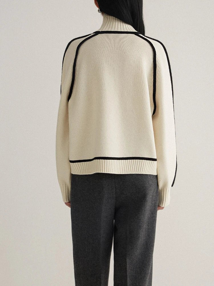 Camila | Women's Oversized Turtleneck Colorblock Knit Sweater 6