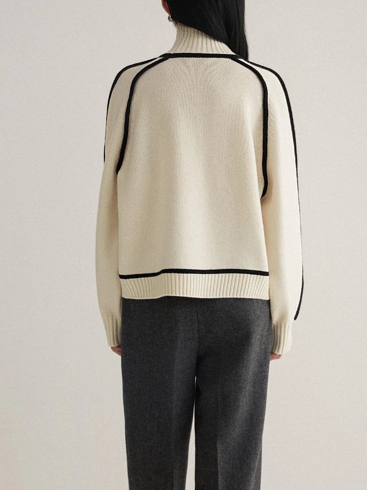 Camila | Women's Oversized Turtleneck Colorblock Knit Sweater 6