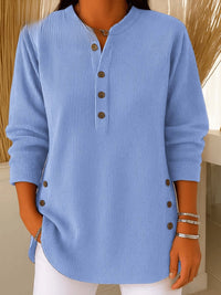Camila | Bequeme und warme Longline-Henley-Tunika mit Rippstruktur