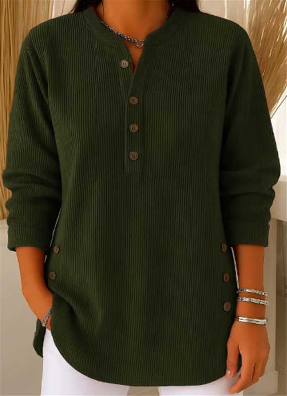Camila | Women's Relaxed-Fit Longline Henley Ribbed Tunic Top 8