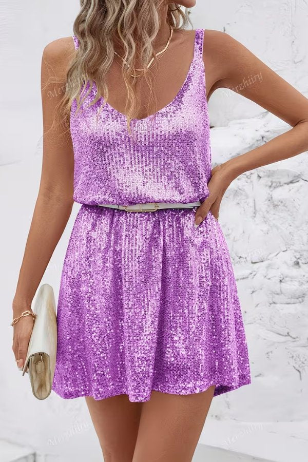 Camila | Women's Sleeveless Sequin Mini Evening Gown Cocktail Dress 6