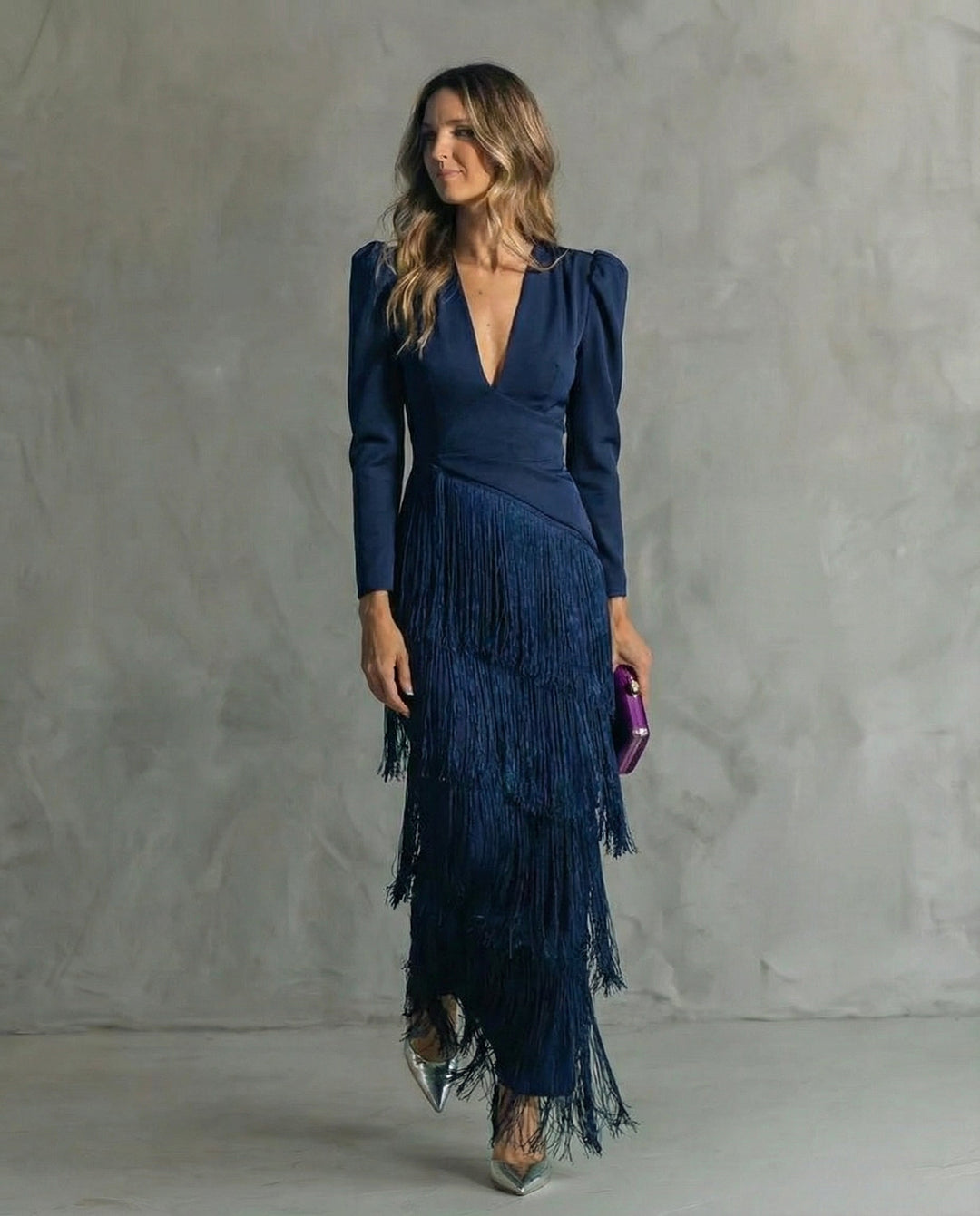 Cassandra | Elegant V Neck Fringe Maxi Dress for Women - Perfect for Formal Events 4