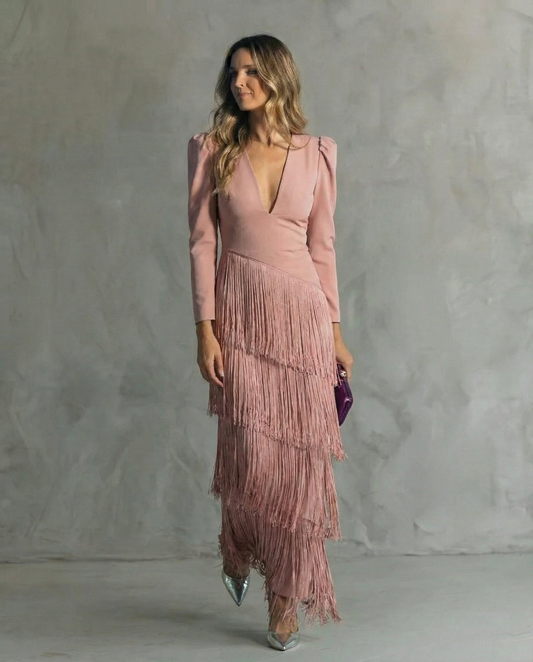 Cassandra | Elegant V Neck Fringe Maxi Dress for Women - Perfect for Formal Events 5