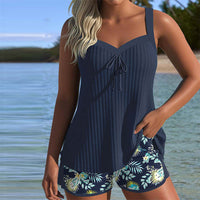 Charlotte | Elegantes gestreiftes Tankini-Set mit bequemen Badeshorts