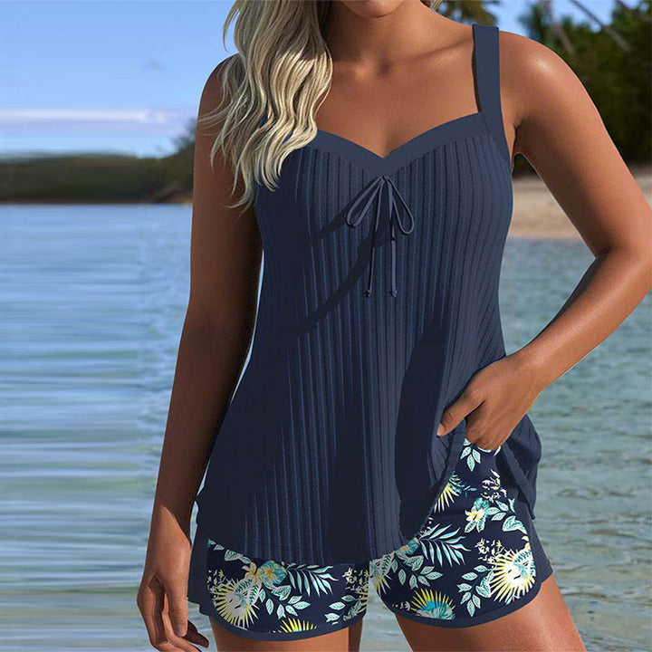 Cassandra | Striped Tankini Swimwear with Shorts Flattering Tummy Control Fit 0