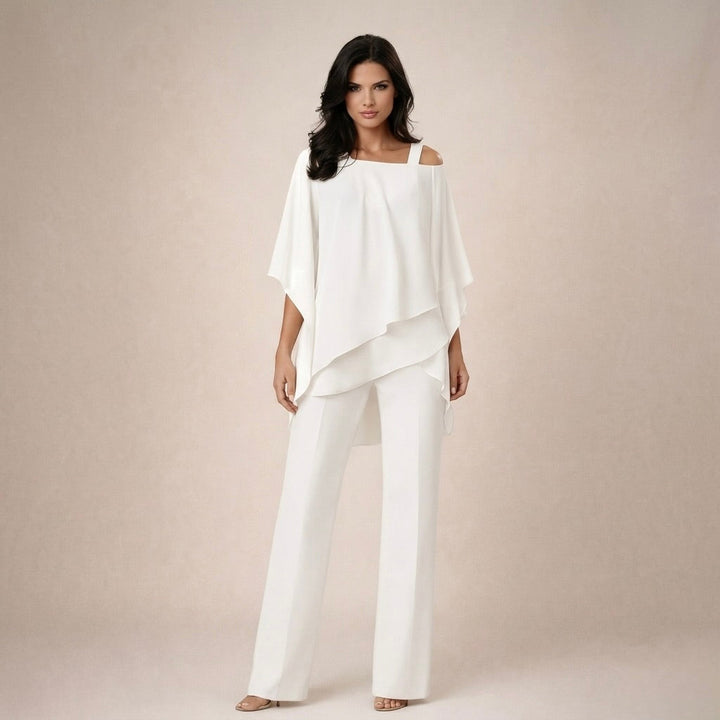 Celeste | Effortless & Stylish Women's Outfit - Off Shoulder Top & Wide Leg Pants Set 0