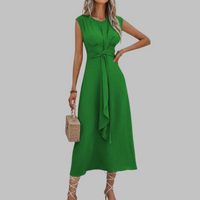 Lyra | Belted Sleeveless Midi Dress