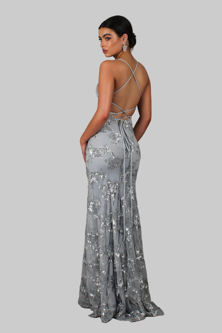 Celeste | Elegant V-Neck Sequin Maxi Dress for Women 3