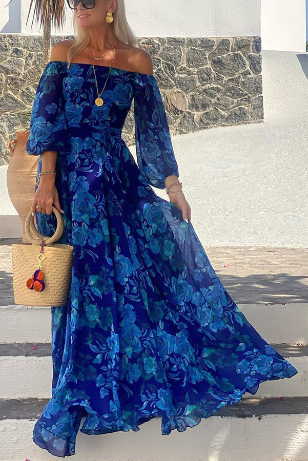 Celeste | Floral Maxi Dress Off Shoulder Elegant Wedding Guest Style 0