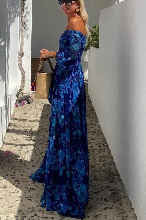 Celeste | Floral Maxi Dress Off Shoulder Elegant Wedding Guest Style 2