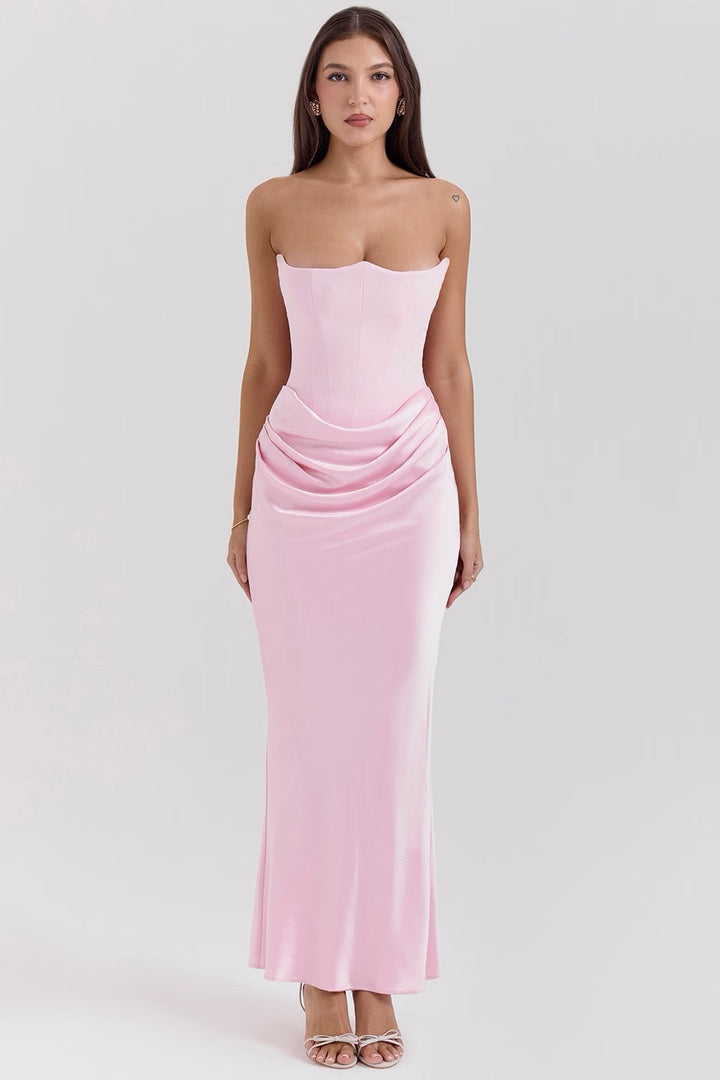 Celeste | Womens Dress Wedding Guest Dresses Lace Strapless Elegant Fit 2
