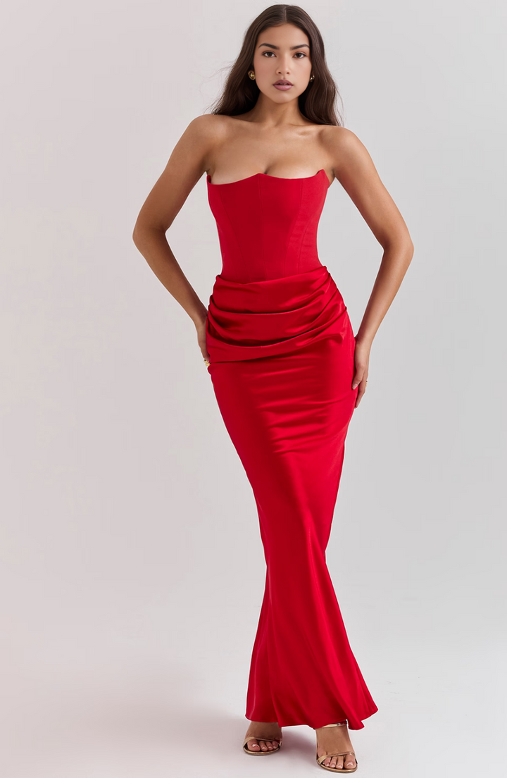 Celeste | Womens Dress Wedding Guest Dresses Lace Strapless Elegant Fit 6