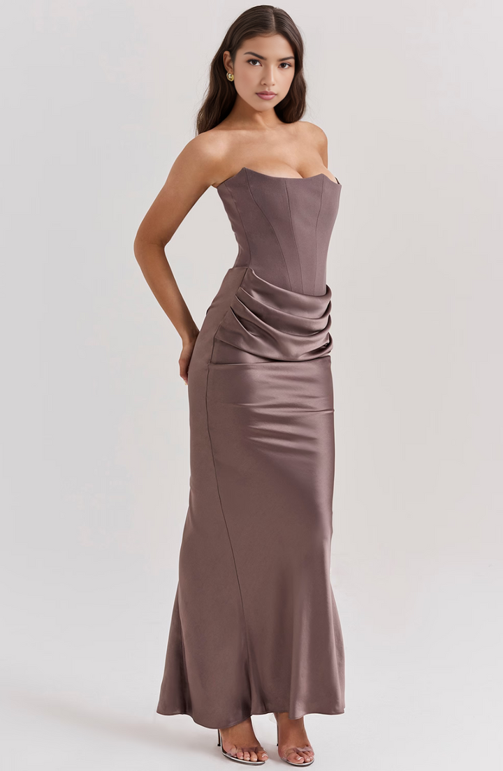 Celeste | Womens Dress Wedding Guest Dresses Lace Strapless Elegant Fit 8