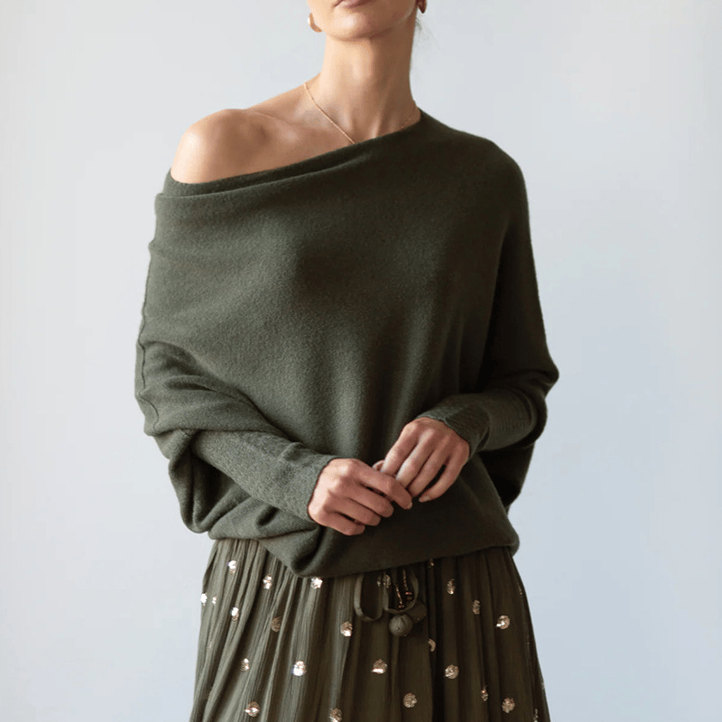 Celestina | Elegant Off Shoulder Long Sleeve Sweater for Women 11