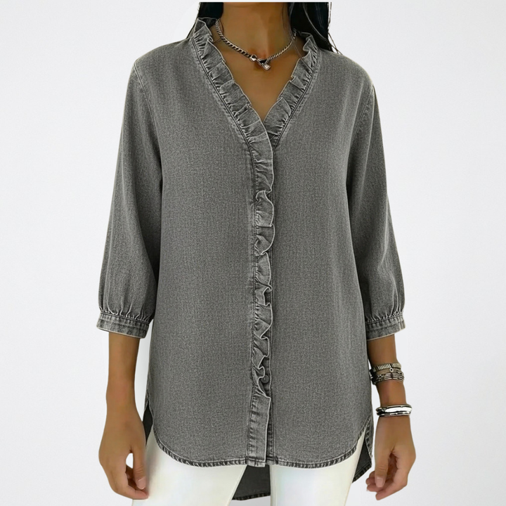 Celia | Elegant White Blouse with Ruffle Details – Soft & Flattering Design 2