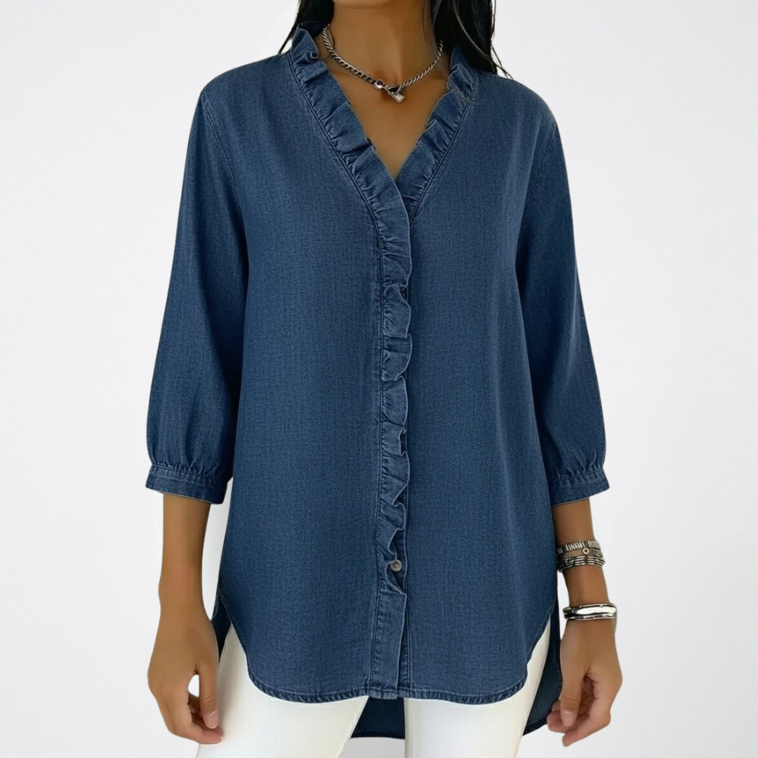 Celia | Elegant White Blouse with Ruffle Details – Soft & Flattering Design 4