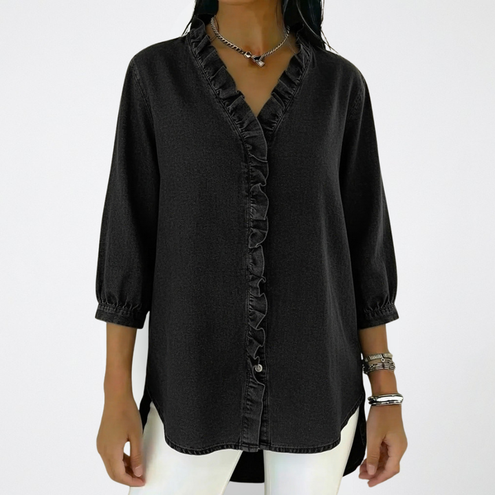 Celia | Elegant White Blouse with Ruffle Details – Soft & Flattering Design 5