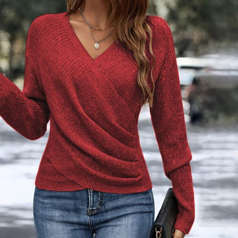 Celine | Elegant, Cozy & Versatile Women's Sweater - Flattering V-Neck Wrap Style 3