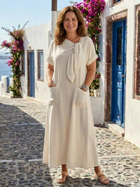 George | Abito Maxi con Tasca e Scollo Rotondo Facile da Indossare