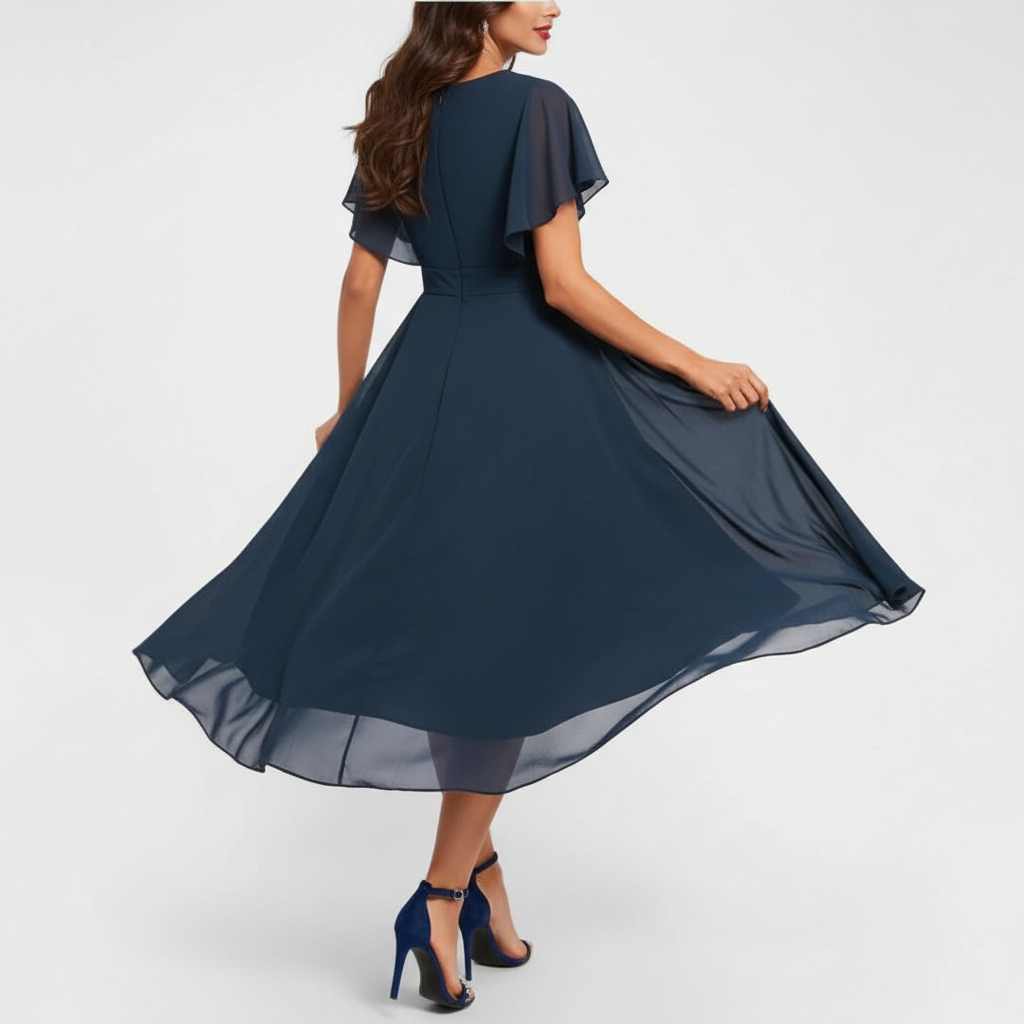 Celine | Elegant & Comfortable Women's V-Neck Midi Dress - Perfect for Summer Events 1