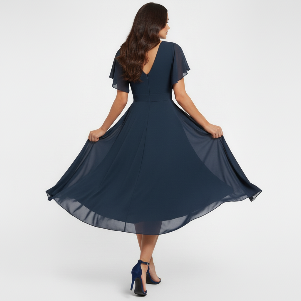 Celine | Elegant & Comfortable Women's V-Neck Midi Dress - Perfect for Summer Events 2