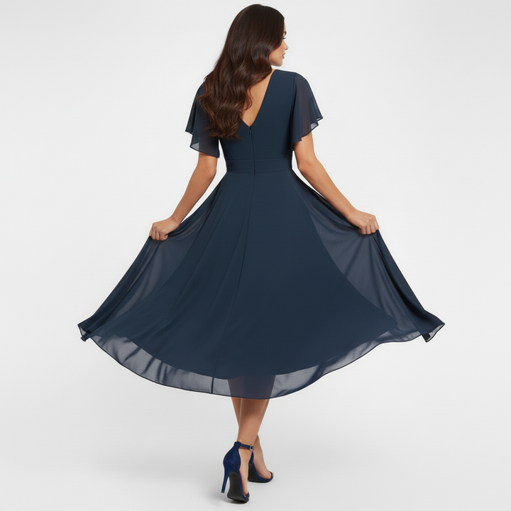 Celine | Elegant & Comfortable Women's V-Neck Midi Dress - Perfect for Summer Events 2