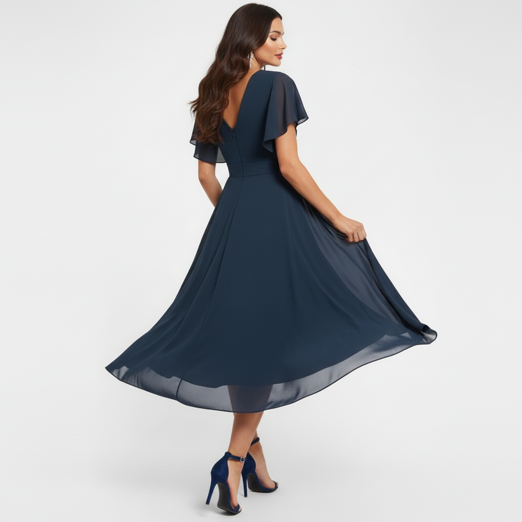Celine | Elegant & Comfortable Women's V-Neck Midi Dress - Perfect for Summer Events 3