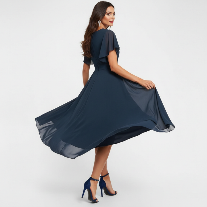 Celine | Elegant & Comfortable Women's V-Neck Midi Dress - Perfect for Summer Events 4