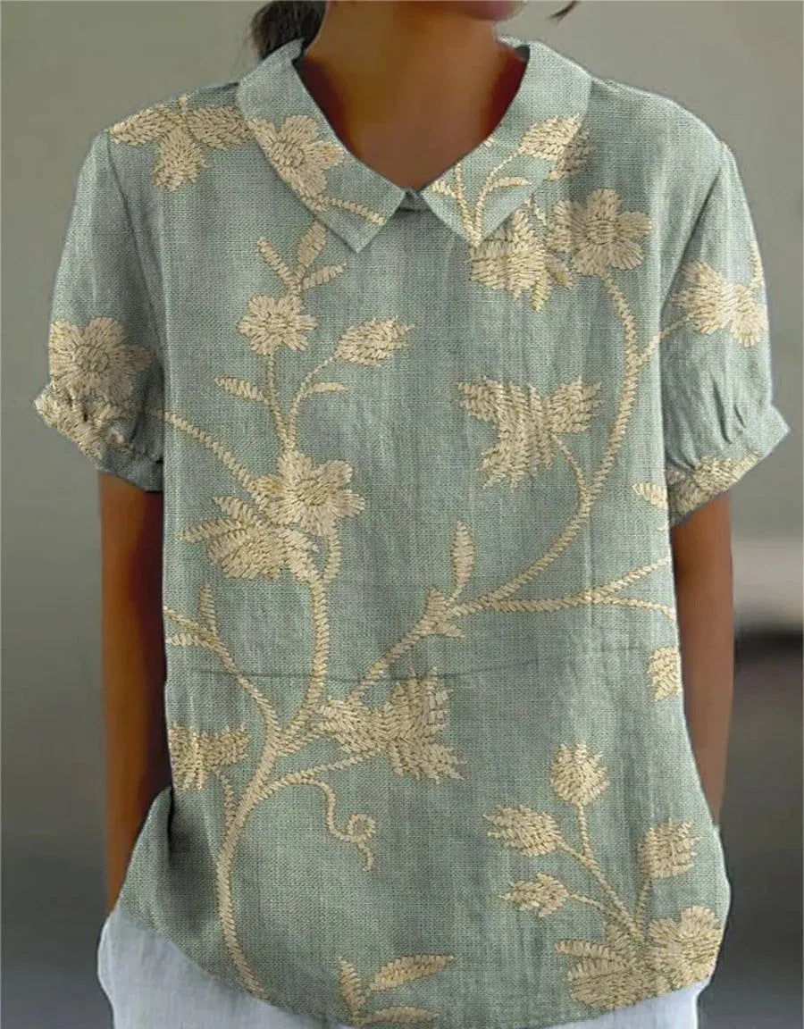 Charlotte | Playful vintage women's blouse with floral pattern 0