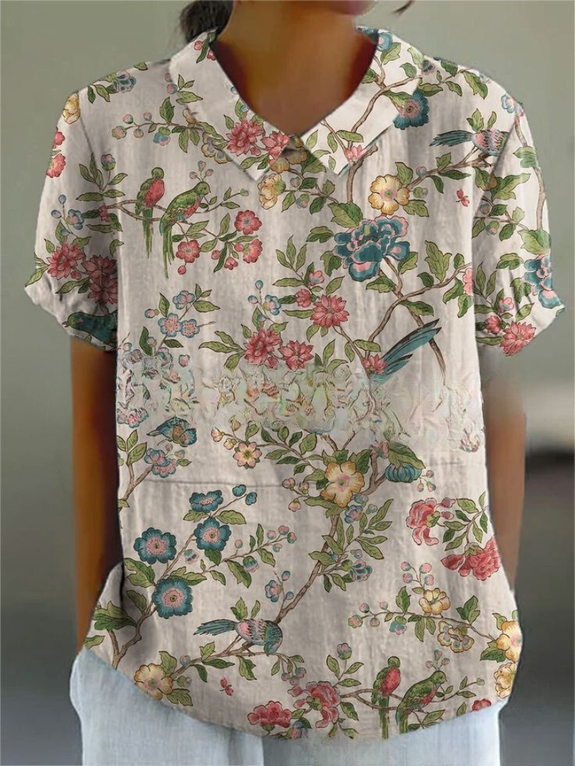 Charlotte | Playful vintage women's blouse with floral pattern 10