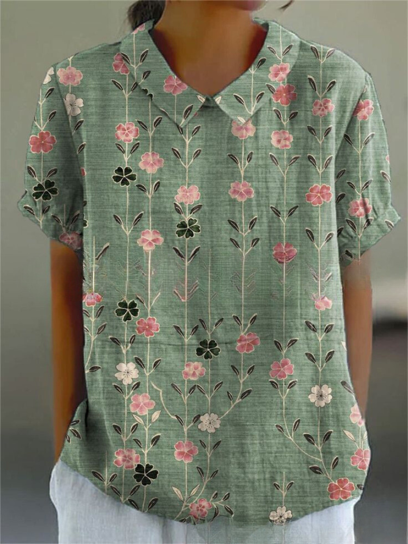Charlotte | Playful vintage women's blouse with floral pattern 11