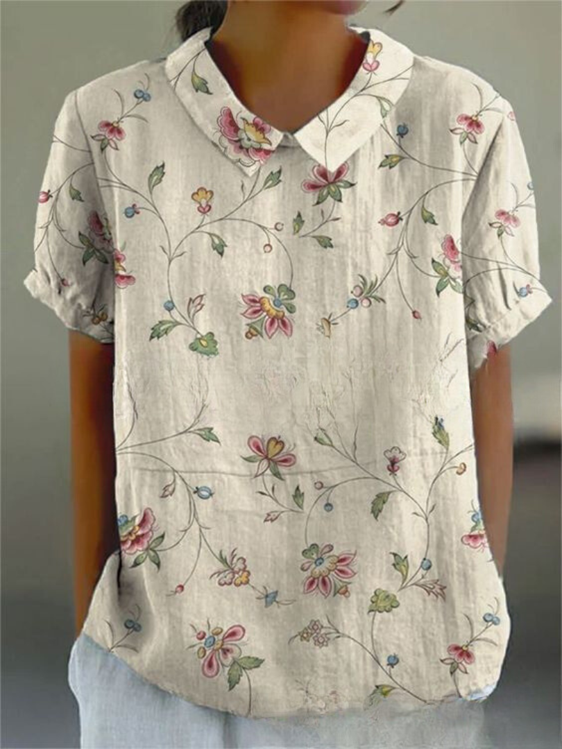 Charlotte | Playful vintage women's blouse with floral pattern 12