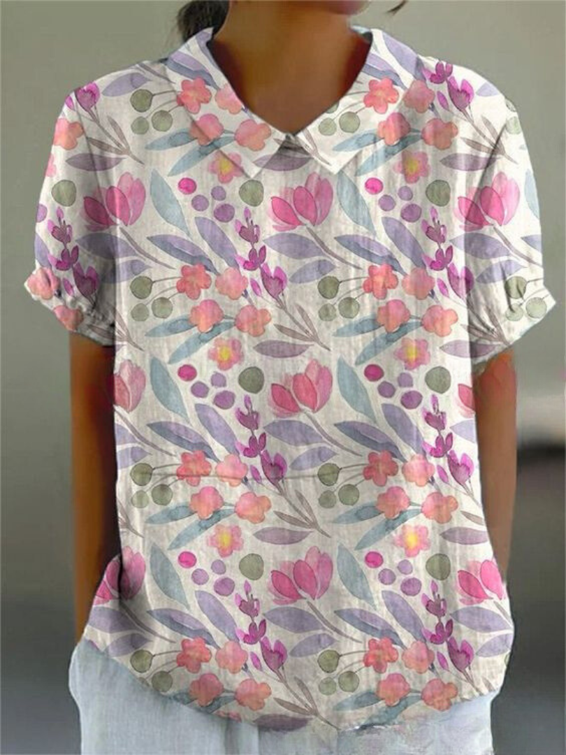 Charlotte | Playful vintage women's blouse with floral pattern 13