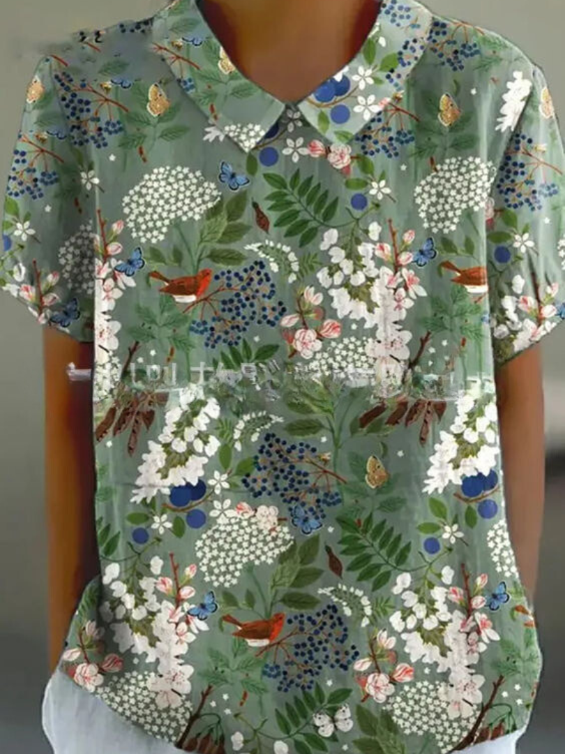 Charlotte | Playful vintage women's blouse with floral pattern 4