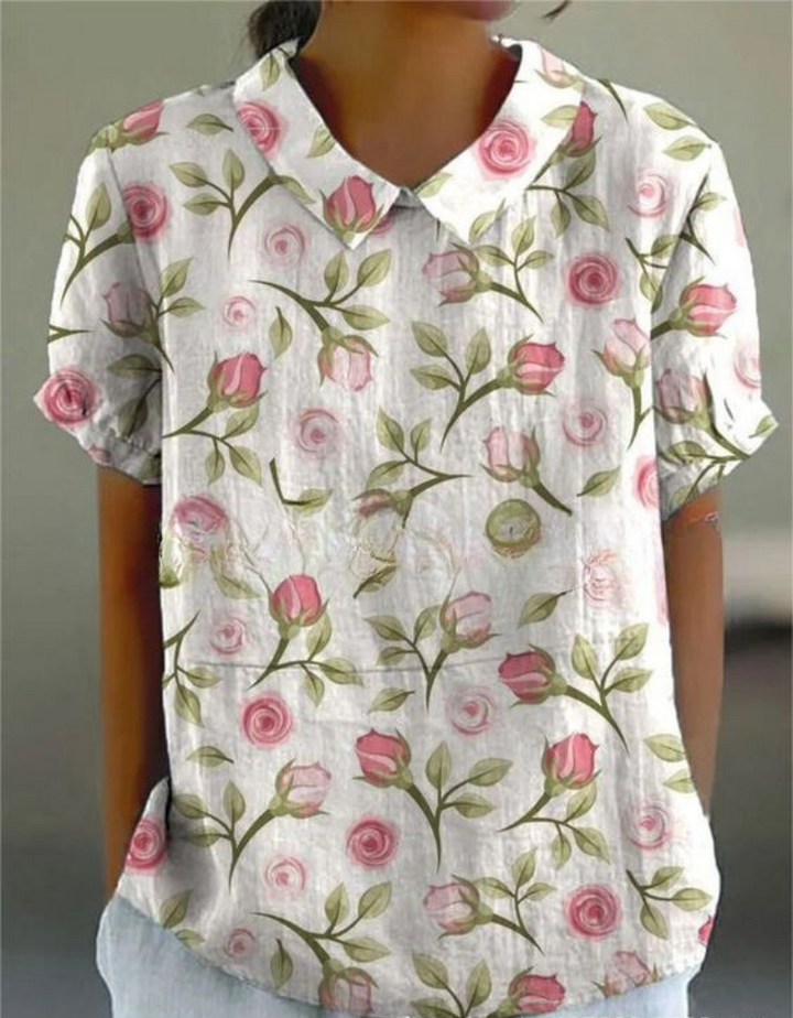 Charlotte | Playful vintage women's blouse with floral pattern 7