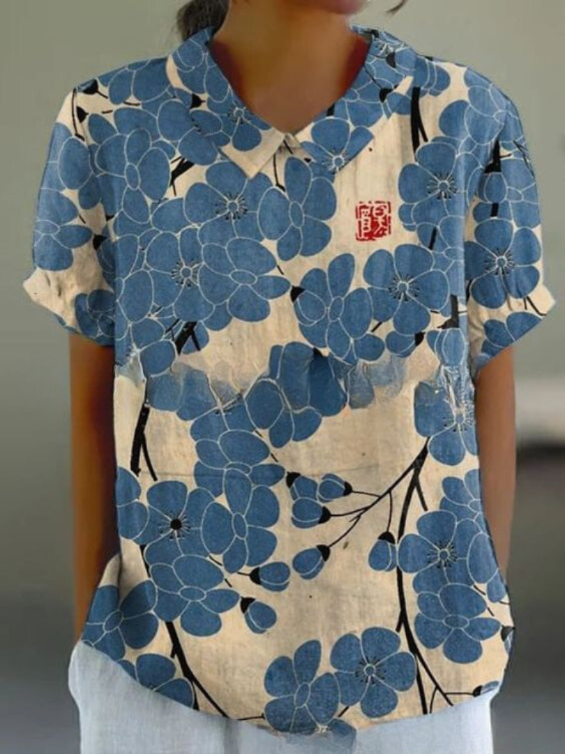 Charlotte | Playful vintage women's blouse with floral pattern 8