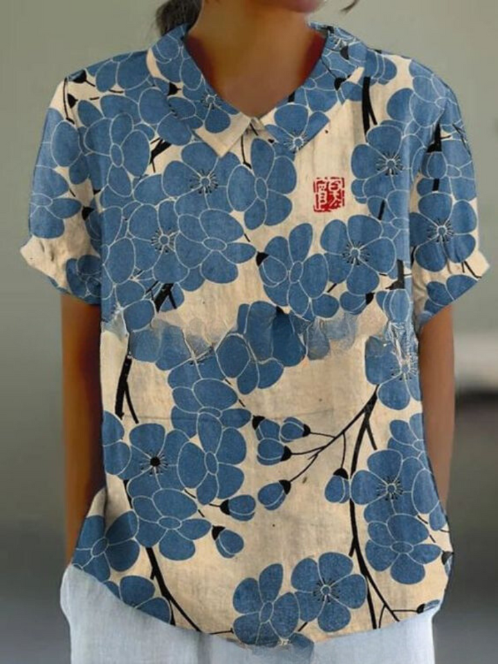 Charlotte | Playful vintage women's blouse with floral pattern 8