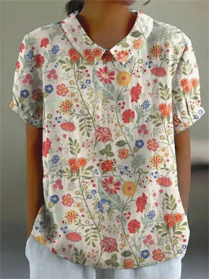 Charlotte | Playful vintage women's blouse with floral pattern 9