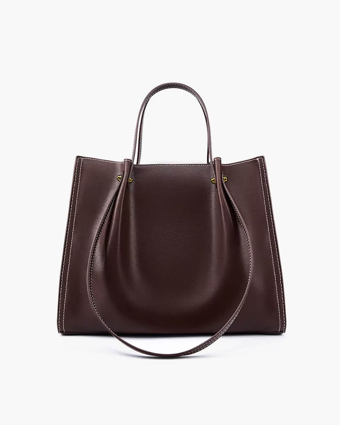 Charlotte | Vegan Leather Minimalist Contrast-Stitch Tote Bag 2