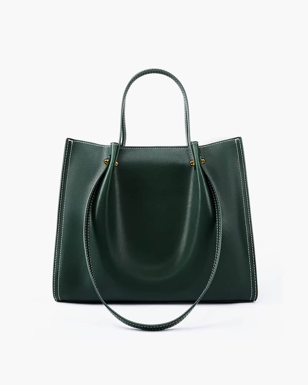 Charlotte | Vegan Leather Minimalist Contrast-Stitch Tote Bag 4