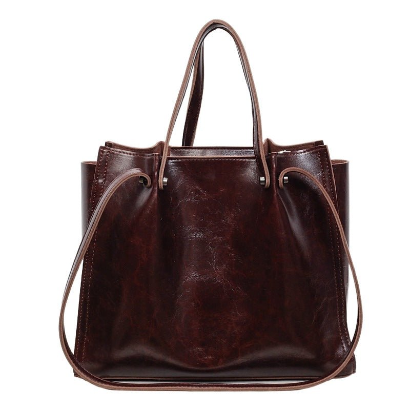 Charlotte | Vegan Leather Minimalist Contrast-Stitch Tote Bag 6