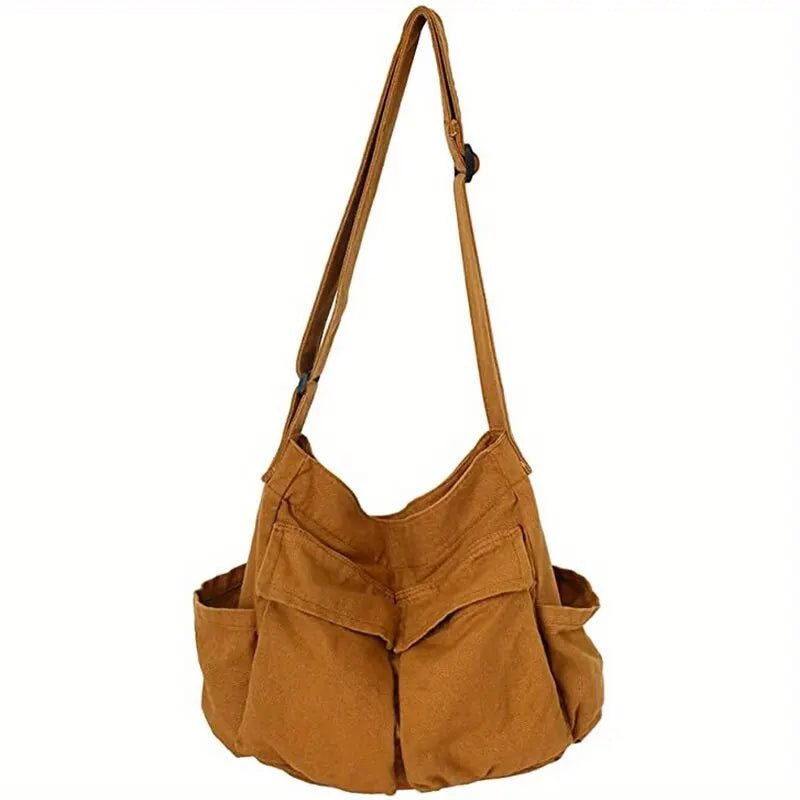 Charlotte | Women's Casual Multi-Pocket Canvas Tote Bag Slouchy Crossbody Shoulder Bag 0