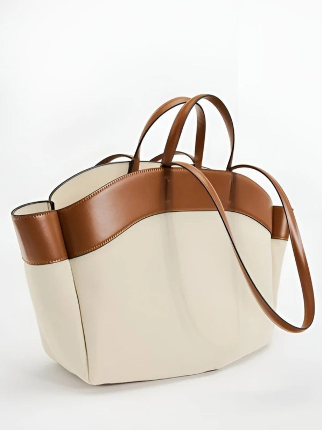 Charlotte | Women's Large Leather-Trim Open-Top Canvas Tote Bag 0