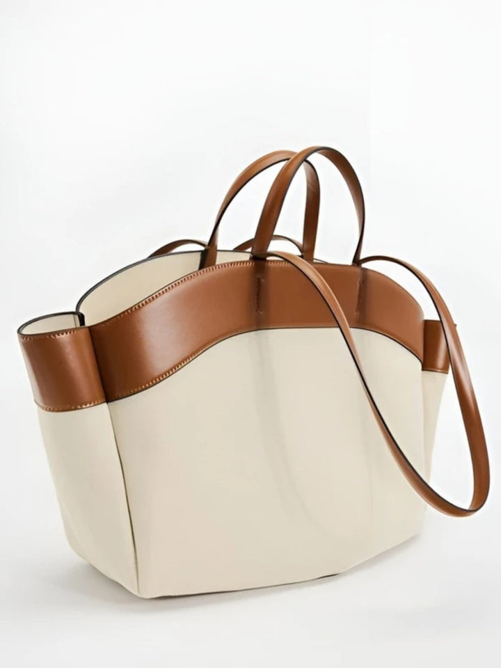 Charlotte | Women's Large Leather-Trim Open-Top Canvas Tote Bag 0
