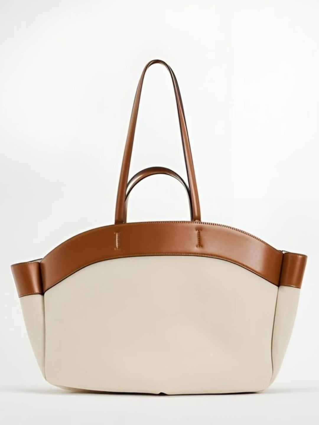 Charlotte | Women's Large Leather-Trim Open-Top Canvas Tote Bag 1