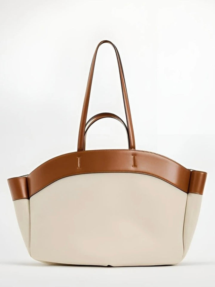 Charlotte | Women's Large Leather-Trim Open-Top Canvas Tote Bag 1