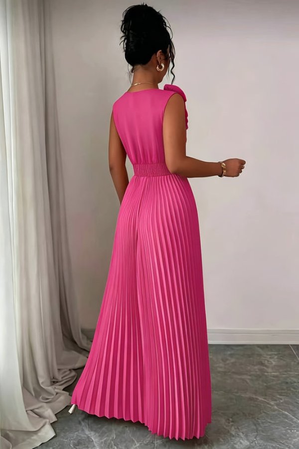 Charlotte | Women's Pleated Sleeveless Floral Applique Evening Gown 6
